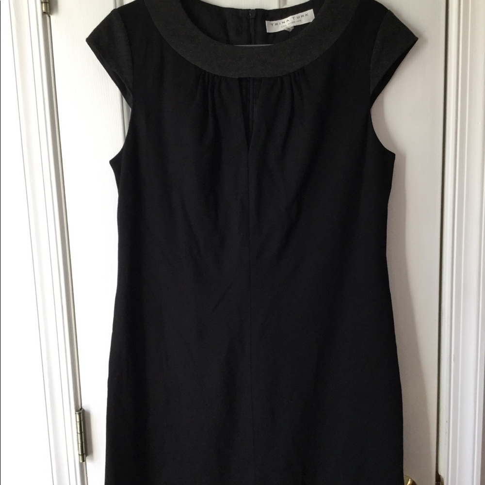 Trina Turk 10 Black/Gray Cap Sleeve Dress - Picture 1 of 6